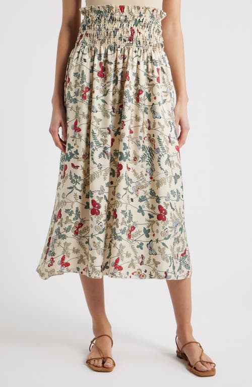 THE GREAT. THE GREAT. The Canary Floral A-Line Silk Midi Skirt