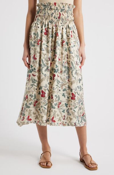 THE GREAT. THE GREAT. The Canary Floral A-Line Silk Midi Skirt