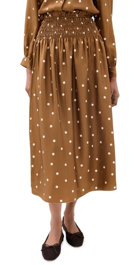 THE GREAT. THE GREAT. The Canary Silk Skirt Copper Bubble Dot