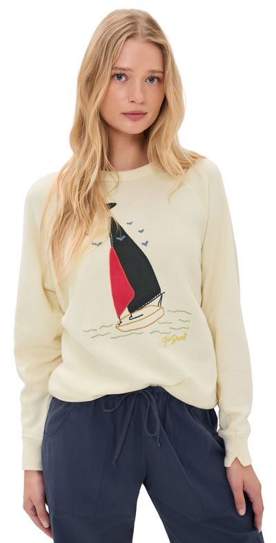 THE GREAT. THE GREAT. The College Sailboat Sweatshirt Washed White