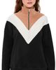 THE GREAT. THE GREAT. The Colorblock Plush Chalet Sweatshirt Almost Black - 1