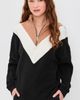 THE GREAT. THE GREAT. The Colorblock Plush Chalet Sweatshirt Almost Black - 2