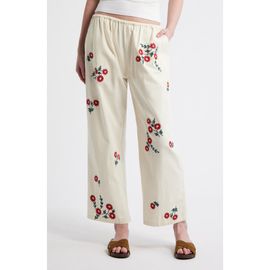 THE GREAT. THE GREAT. The Easy Pant Embroidered Floral Cotton Crop Pants
