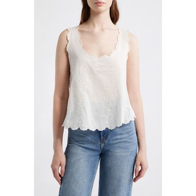 THE GREAT. THE GREAT. The Eyelet Embroidered Scallop Trim Cotton Tank