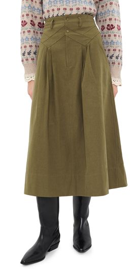 THE GREAT. THE GREAT. The Field Skirt Olive