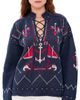 THE GREAT. THE GREAT. The Fisherman Lace Up Pullover Navy - 1