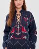 THE GREAT. THE GREAT. The Fisherman Lace Up Pullover Navy - 2