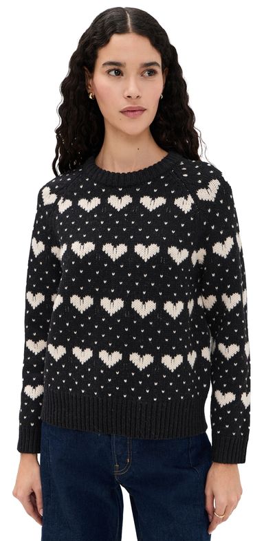 THE GREAT. THE GREAT. The Heart Crewneck Black w/ Pearl