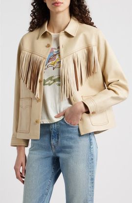 THE GREAT. THE GREAT. The Leather Fringe Jacket