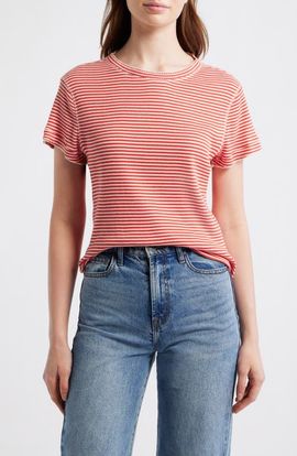 THE GREAT. THE GREAT. The Little Stripe Cotton Blend T-Shirt