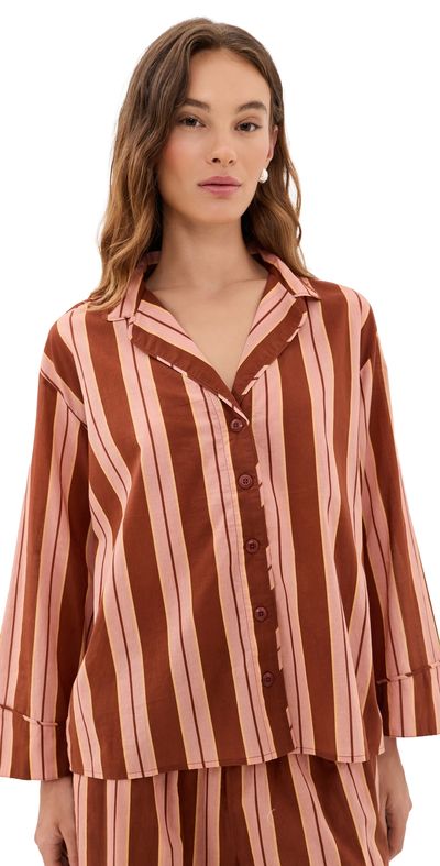 THE GREAT. THE GREAT. The Pajama Shirt Ganache Stripe
