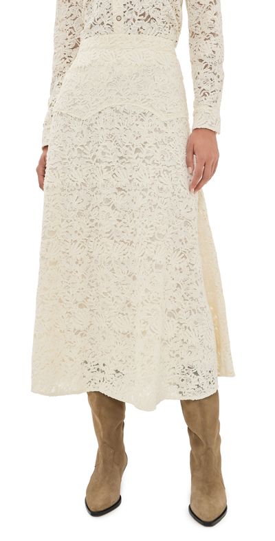 THE GREAT. THE GREAT. The Relic Lace Saddle Skirt Cream