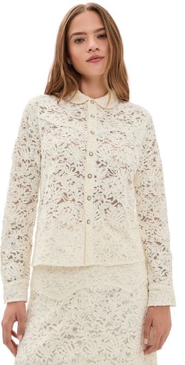 THE GREAT. THE GREAT. The Relic Lace Western Shirt Cream