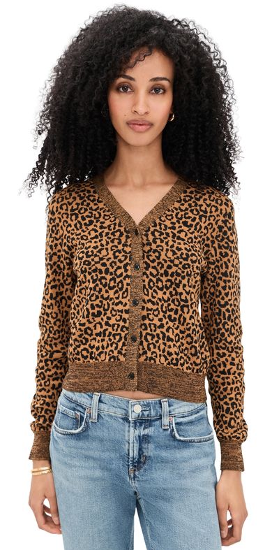 THE GREAT. THE GREAT. The Shrunken V Neck Cardigan Leopard