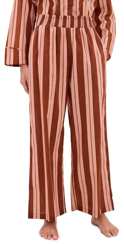 THE GREAT. THE GREAT. The Smocked Sleep Pants Ganache Stripe