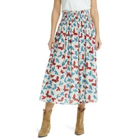 THE GREAT. THE GREAT. The Viola Butterfly Smocked Waist Cotton Midi Skirt