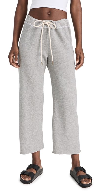 THE GREAT. THE GREAT. The Wide Leg Cropped Sweatpants Varsity Grey 0