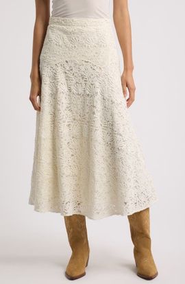 THE GREAT. THE GREAT. x Stetson Relic Lace Saddle Midi Skirt