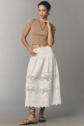 THE GREAT. The Rosette Cotton Maxi Skirt