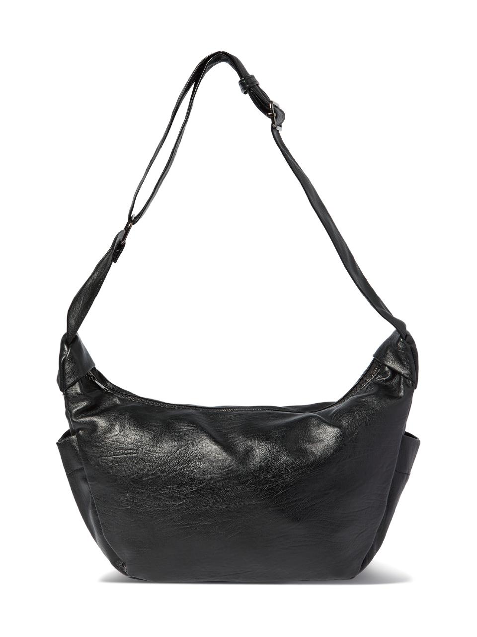 The GREEN Lab Faux Leather Hobo Crossbody Bag [BLACK, BROWN, SILVER]