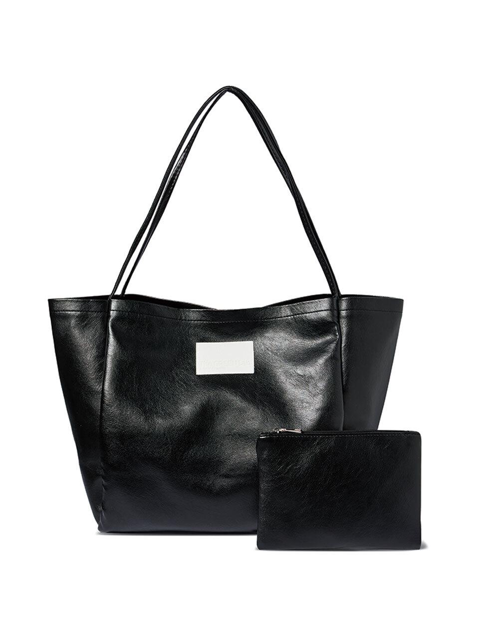 The GREEN Lab Modern Pouch Shopper Set Bag [Black, Ivory]