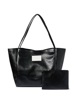 The GREEN Lab Modern Pouch Shopper Set Bag [Black, Ivory]