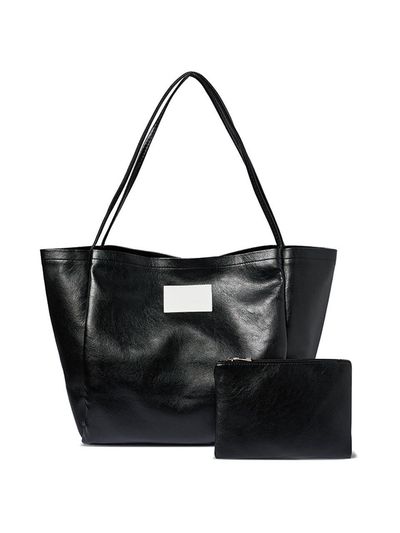 The GREEN Lab Modern Pouch Shopper Set Bag [Black, Ivory]