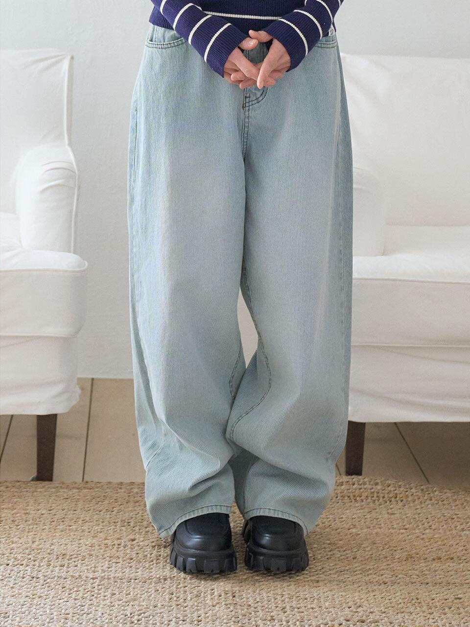 The GREEN Lab Wide-Leg Corduroy Denim [ICE BLUE, GREY]