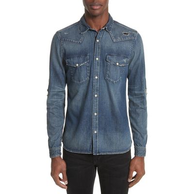 The Kooples The Kooples Distressed Denim Western Shirt