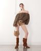 The Kript The Kript boho off-shoulder ruffle top in brown - 3