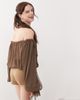 The Kript The Kript boho off-shoulder ruffle top in brown - 4