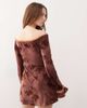 The Kript The Kript boho off the shoulder mini dress with lace detailing in burgundy print-Red - 4