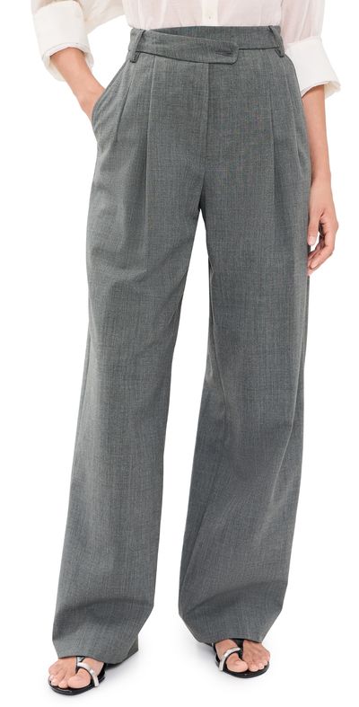 The Latest The Latest Dina Gabardine Trousers Grey Melange