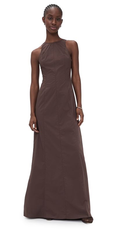 The Latest The Latest Dori Poplin Maxi Dress Brown