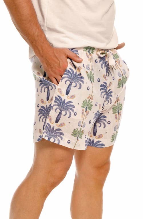 The Lazy Poet The Lazy Poet Ben Riviera Palms Ecru Linen Pajama Shorts