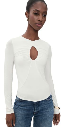 The Line by K The Line by K Demi Long Sleeve Keyhole Top White