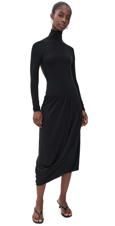The Line by K The Line by K Jan Open Back Draped Dress Black