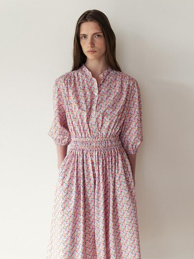 The Loom Band Collar Print Dress [Pink]