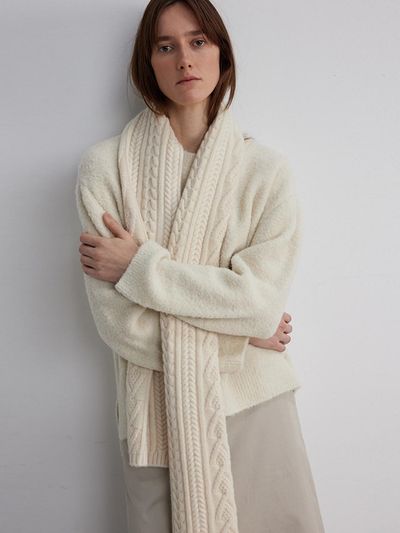 The Loom CABLE MUFFLER SCARF [IVORY]