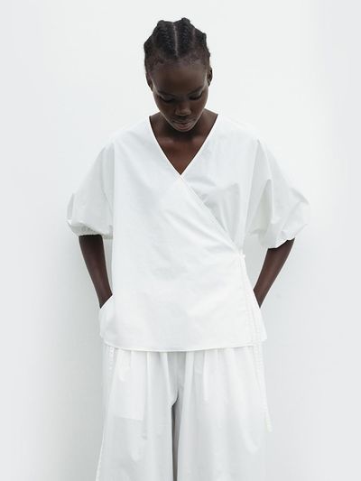 The Loom COTTON WRAP BLOUSE [WHITE]