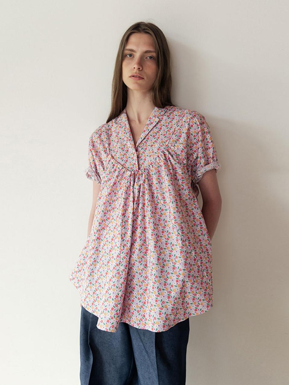The Loom GODET PRINT TOP [PINK]