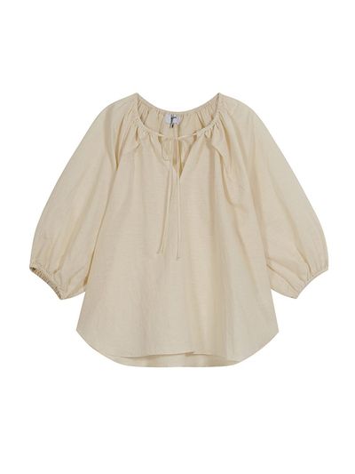 The Loom LINEN BLENDED PEASANT BLOUSE