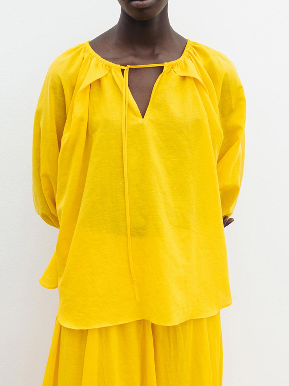 The Loom LINEN BLENDED PEASANT BLOUSE [ORANGE]