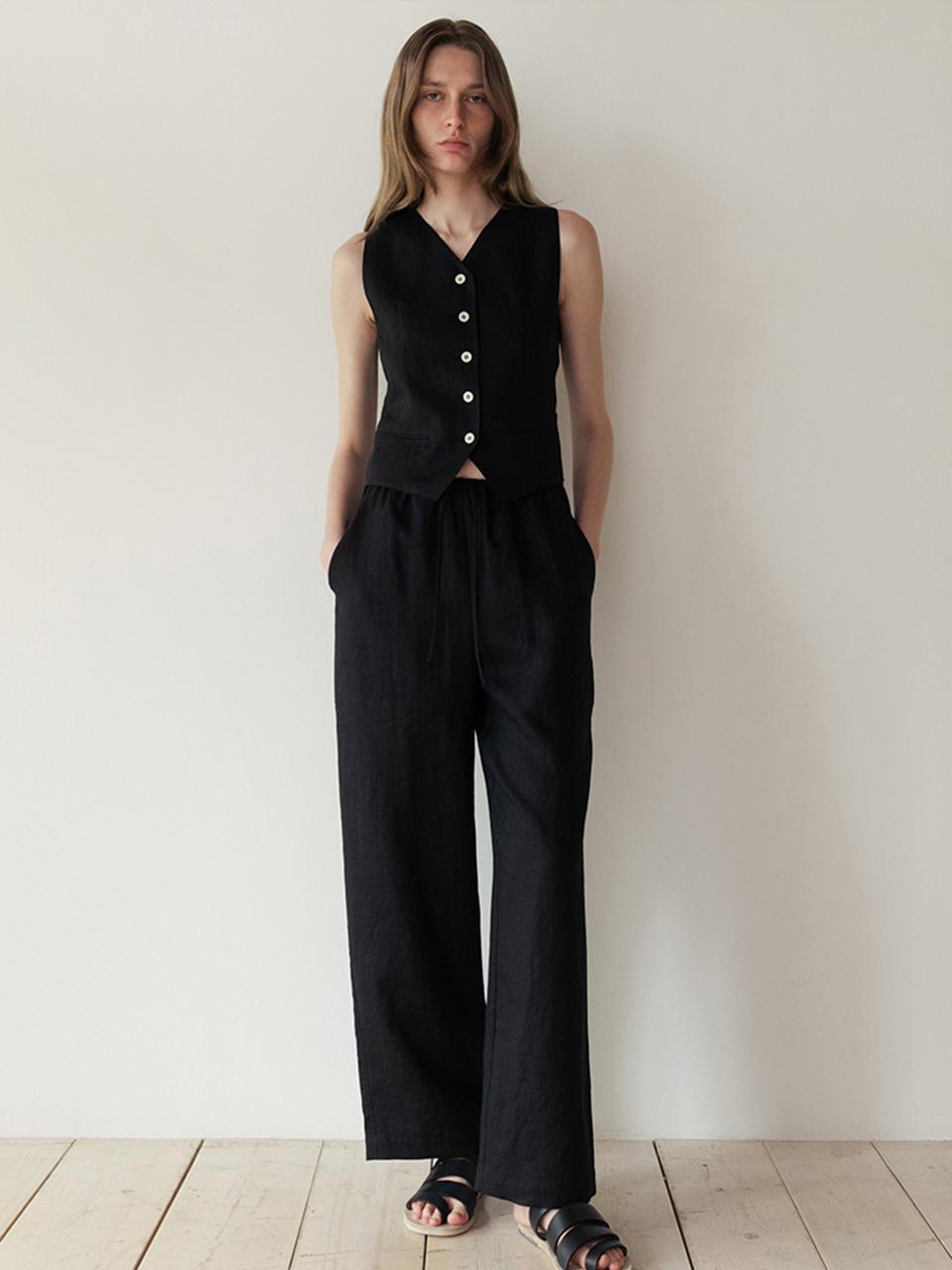 The Loom LINEN STRING PANTS [BLACK]