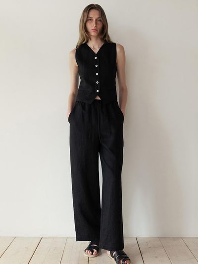 The Loom LINEN STRING PANTS [BLACK]
