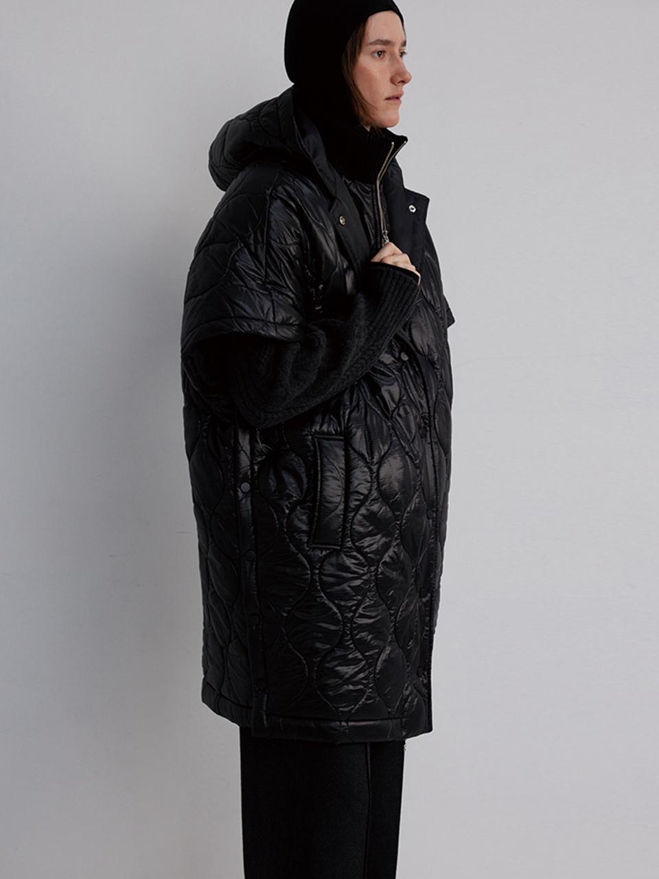 The Loom PADDED CAPE COAT [BLACK]