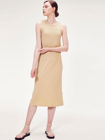 The Loom RIBBED COTTON MODAL BLEND DRESS [HERB GREEN]