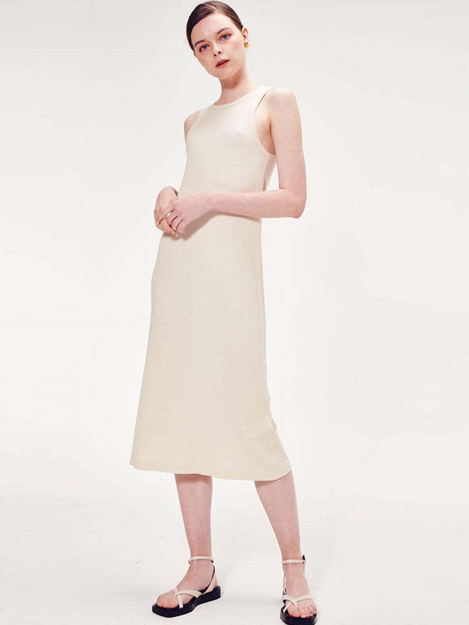 The Loom RIBBED COTTON MODAL BLEND ONEPIECE [LIGHT BEIGE]