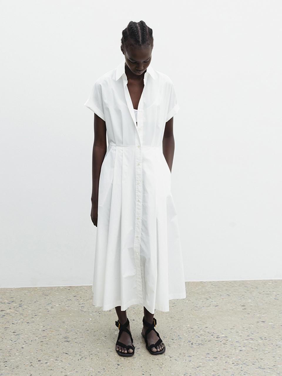 The Loom ROLL UP SHIRT DRESS [WHITE]