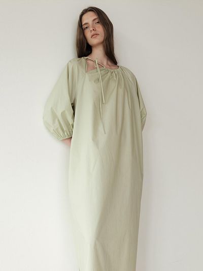 The Loom SIDE TIE NECK DRESS [PALE GREEN]